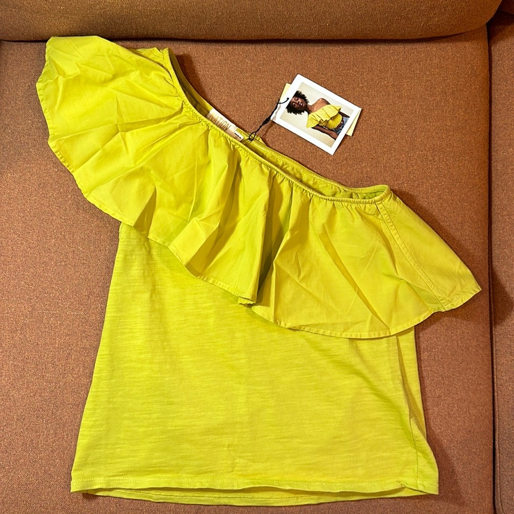 Nation LTD. Size Small.  Chartreuse one shoulder top